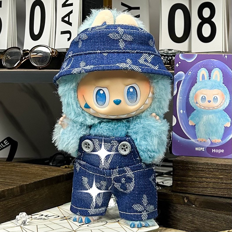 Galactic Denim Style Dark Blue Jean Outfit for Labubu